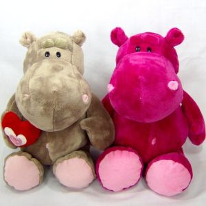 Quality Sitting Pose Grey and Pink Hippo Plush Toys for sale