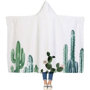 Cactus series children's adult hooded blanket velvet fabric rectangular hand
