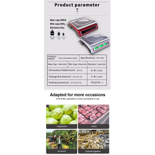 Stainless Steel Veidt Weighing ACS-JE21 Camry LED Display Smart Electronic Digital Counting Weight Balance Fruit Scale