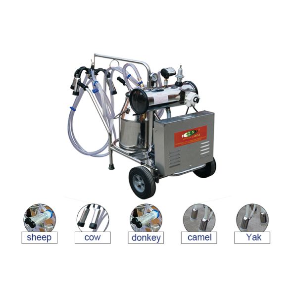 Vacuum Pump 12pcs/H Cow Milking Machine With 25L Bucket