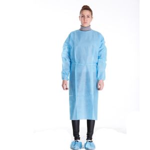 PP Disposable Medical Gowns Anti Alcohol With Eastic / Knitted Cuffs
