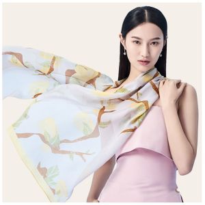Women fashion large square twill printed silk neck scarves