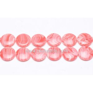 Red Synthetic Striped Turquoise Puffy Coins Gemstone Bead Jewellery