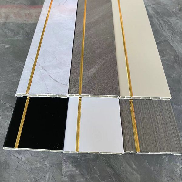 Customized Rectangle Indoor SPC Skirting Line Width 50mm 60mm 80mm