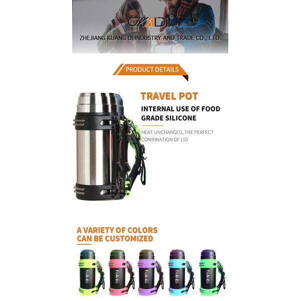 Travel Kettle Pot Insulated Stainless Steel Travel Water Bottle 850/1000/1500/1800/2300ml