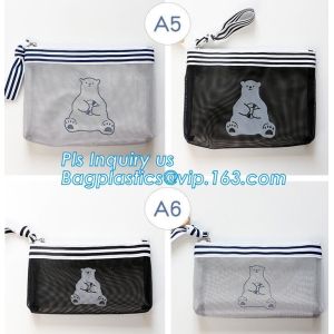 Cheap customized Fashion Transparent Envelope PP File Bag Mesh Zipper Bag A4