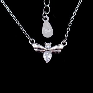 China Little Bee Silver Cubic Zirconia Necklace With Rhodium / 18K Gold Plating on sale