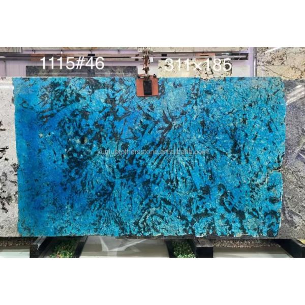 Modern Luxury Fantasy Blue Stone Calcite Marble Dining Table Top with Polished Finish