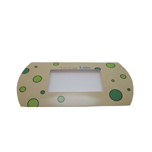 Custom Recycled Paper Pillow Box Packaging With Transparent Window