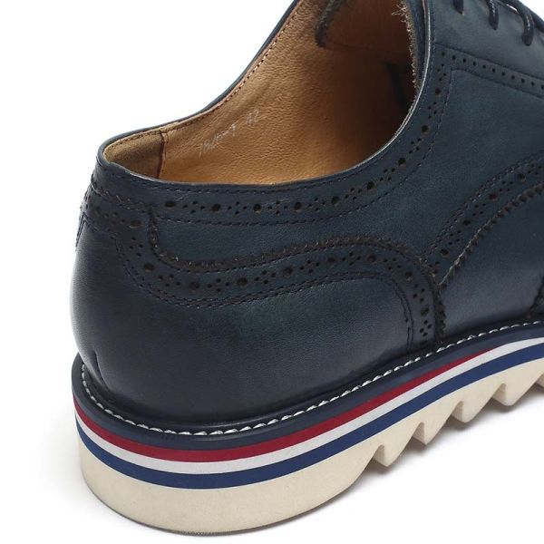 Fashionable Blue Lace Up Mens Leather Casual Shoes