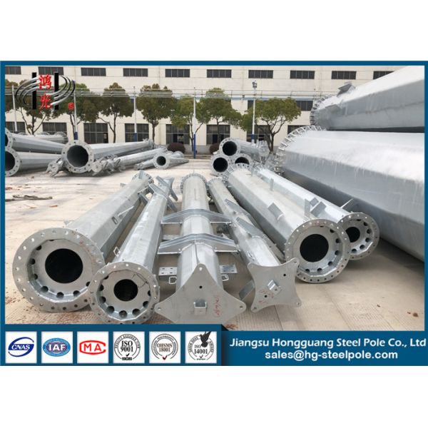 Buy Hot - Dip Galvanized Electrical Power Pole , Transmission Utility Power Pole at wholesale prices