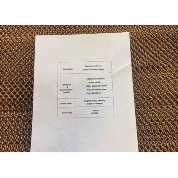 Height 0.6M 170M length Brozen Color Aluminium Chain Decoration Mesh for Curtain