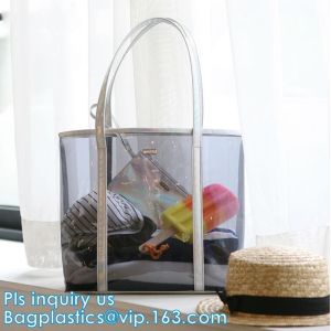 promotional PVC handle bag, Pocket Beach Shoulder Bags, Simple designed plastic