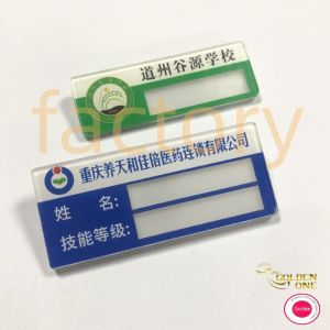 Gold Plated Name Tag Badge Clothing Custom Made With Safety Pin