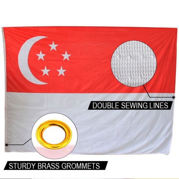 Buy Singapore Flag 90x150cm Knitted Polyester National Banner Water Resistant at wholesale prices