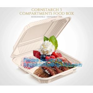 corn starch clamshell box,Corn Starch Food Container, Disposable Lunch Box
