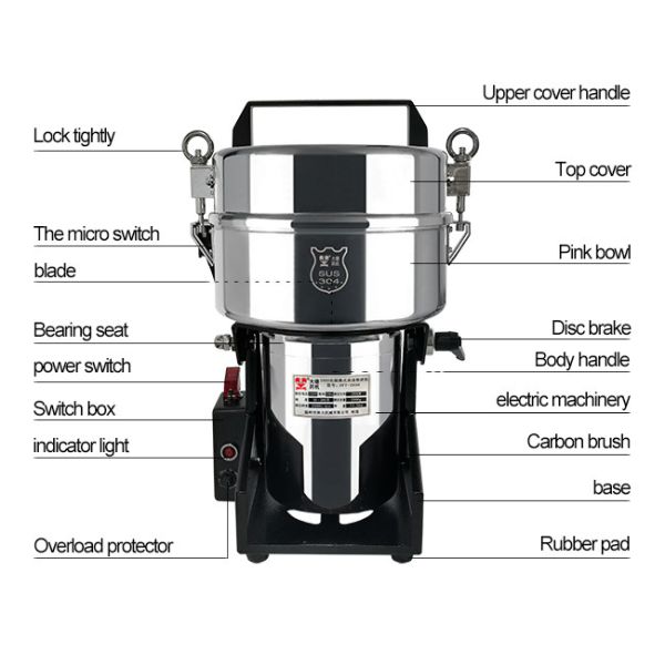 Swing Electric Grain Grinder 25000rpm 4 Pounds Capacity Electric Corn Grinder Machine 2800W