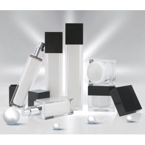 China PMMA Acrylic Square Cube Skincare 15ml Cosmetic Bottles / 30g Jars on sale