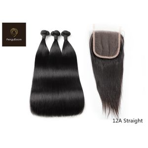 China PenguBoom 12a Human Hair Bundles And Closure 16 18 20 Inch Straight Hair on sale