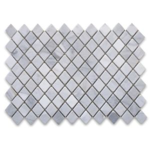 Rhomboid Shape White Marble Stone Mosaic Tile Diamond Polished Surface