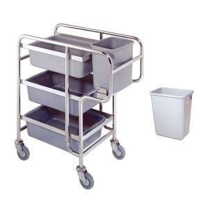 Customized Collapsible Bucket Stainless Steel Serving Cart With 3 Tier