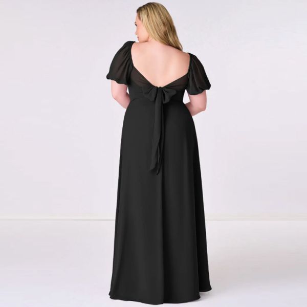 Gorgeous Manufacturer OEM Chiffon Bridesmaid Dress Cap Sleeves V-Neck Backless A-Line Plus Size Pleated