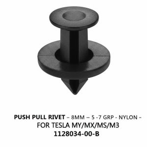 PUSH PULL RIVET - 8MM - 5 - 7 GRP - NYLON - BLK. FOR TESLA MY/MX/MS/M3 1128034