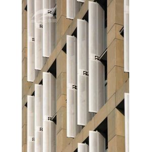 Quality Polyester Coating Aeroscreen Aluminum Facade , Sunshade Construction Waterproof for sale