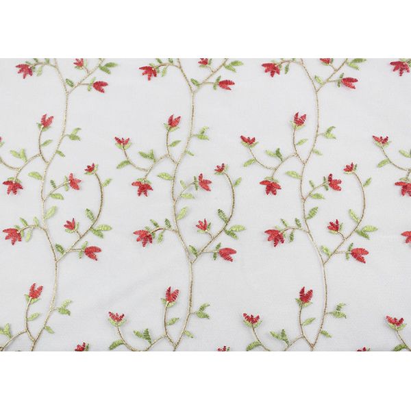 Multi Colored Floral Embroidered Lace Fabrics , Embroidery Mesh Fabric For Party