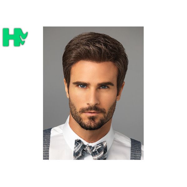 Buy Bright Silky Straight Men Hair Wig With Normal Lace Cap Construction at wholesale prices