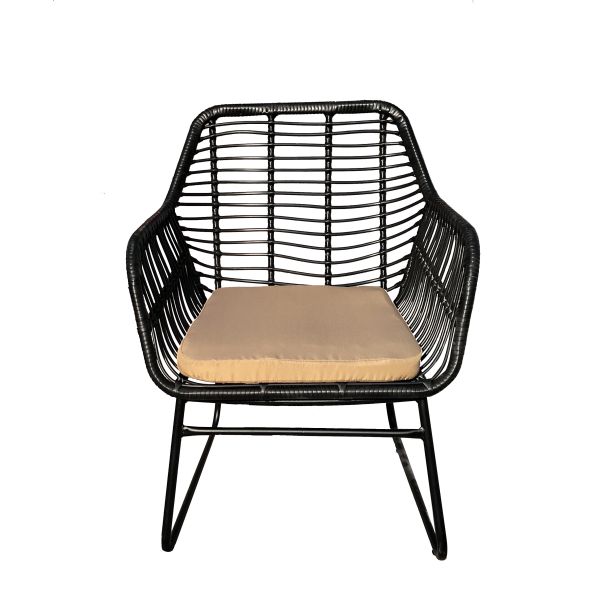 CE BSCI Black Steel Plating PE Rattan Outdoor Woven Coffee Table Chair Sofa