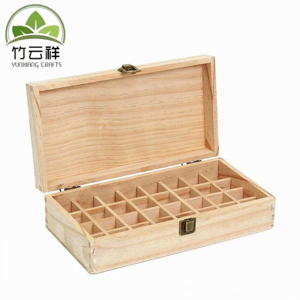 32 Holes Recyclable Aromatherapy Oil Storage Box Pine Wood Laser Engrave Gift Packing Box
