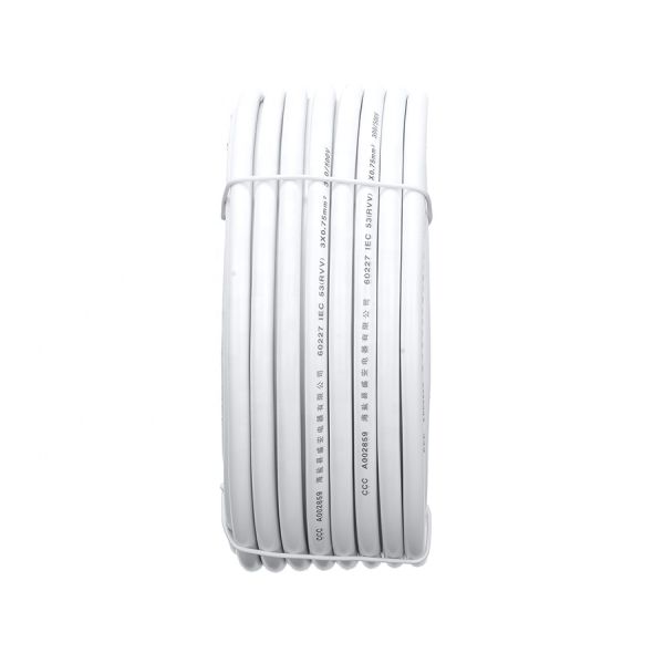 Temperature Range -5C To 70C RVV 3 Core 3X0.75mm2 White Insulated Protection Electrical Power Cable with Stranded Conductor
