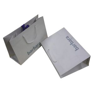 Coloured Paper Carrier Bag BarBara Logo Silk Screen Ribbon handle Foiled Logo