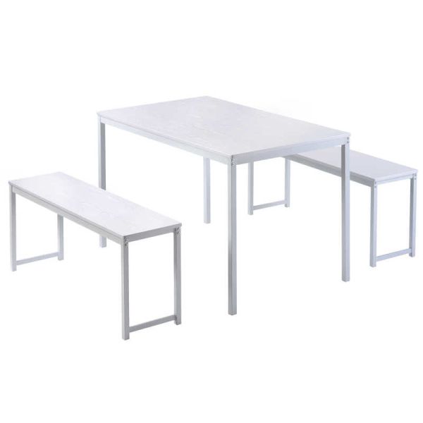 47.3" L 3 Piece Dining Room Table And Chair Set With Two Benches