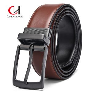 Wearable Leather Men'S Business Belt With Reversible Buckle