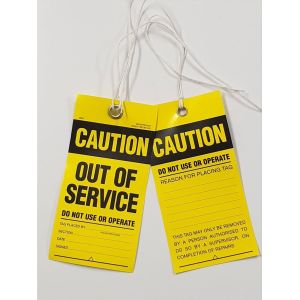 Caution Tag Vinyl Yellow And Black Tag Roll Double Side Printed Logo For Warning