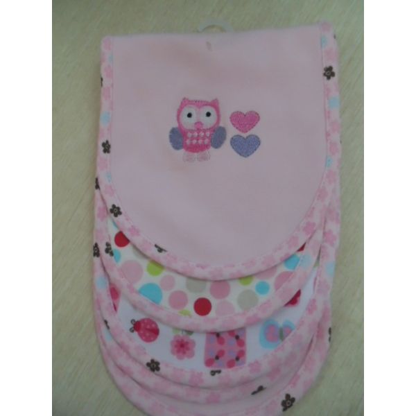 Buy 3PK cotton interlock fabric pink embroidered & printed burp cloths at wholesale prices