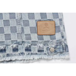 Fall Plaid Denim Sleeveless Men′ S Cardigan Vest