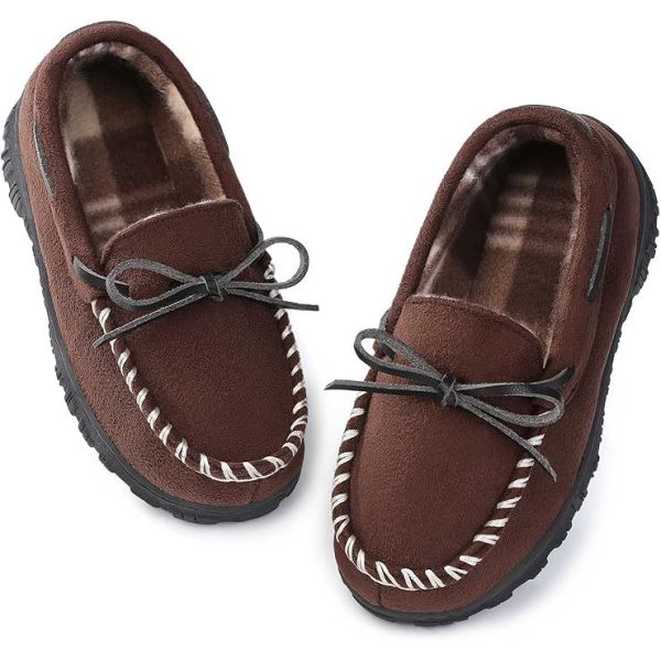 OEM Fashionable Girls Styles Indoor Moccasins With Bow Trims And Warm Fur LIned
