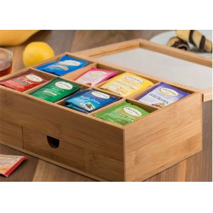 Antibacterial Bamboo Storage Organizer Tea Chest For Stable Moving And Storing