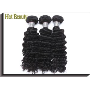 China Black Virgin Human Hair Extensions / Americadyed Bleached Deep Wave Remy Hair on sale