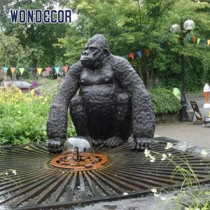 Dark Blue Custom Bronze Sculpture Metal Casting Outdoor Gorilla Statue
