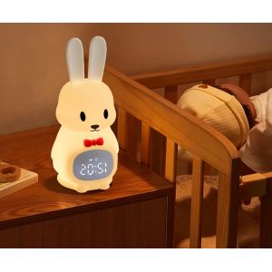Quality LED Alarm Clock Night Light Rabbit Desktop Touch Control Battery for Children Sleep Training for sale
