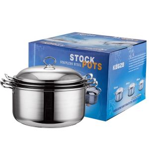 Multifunction Large Capacity Kitchen Cookware Pot 3 Pieces Stainless Steel Ollas
