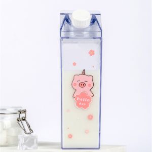 1000ML Reusable Custom Logo Transparent Clear Milk Carton Shaped Plastic Water