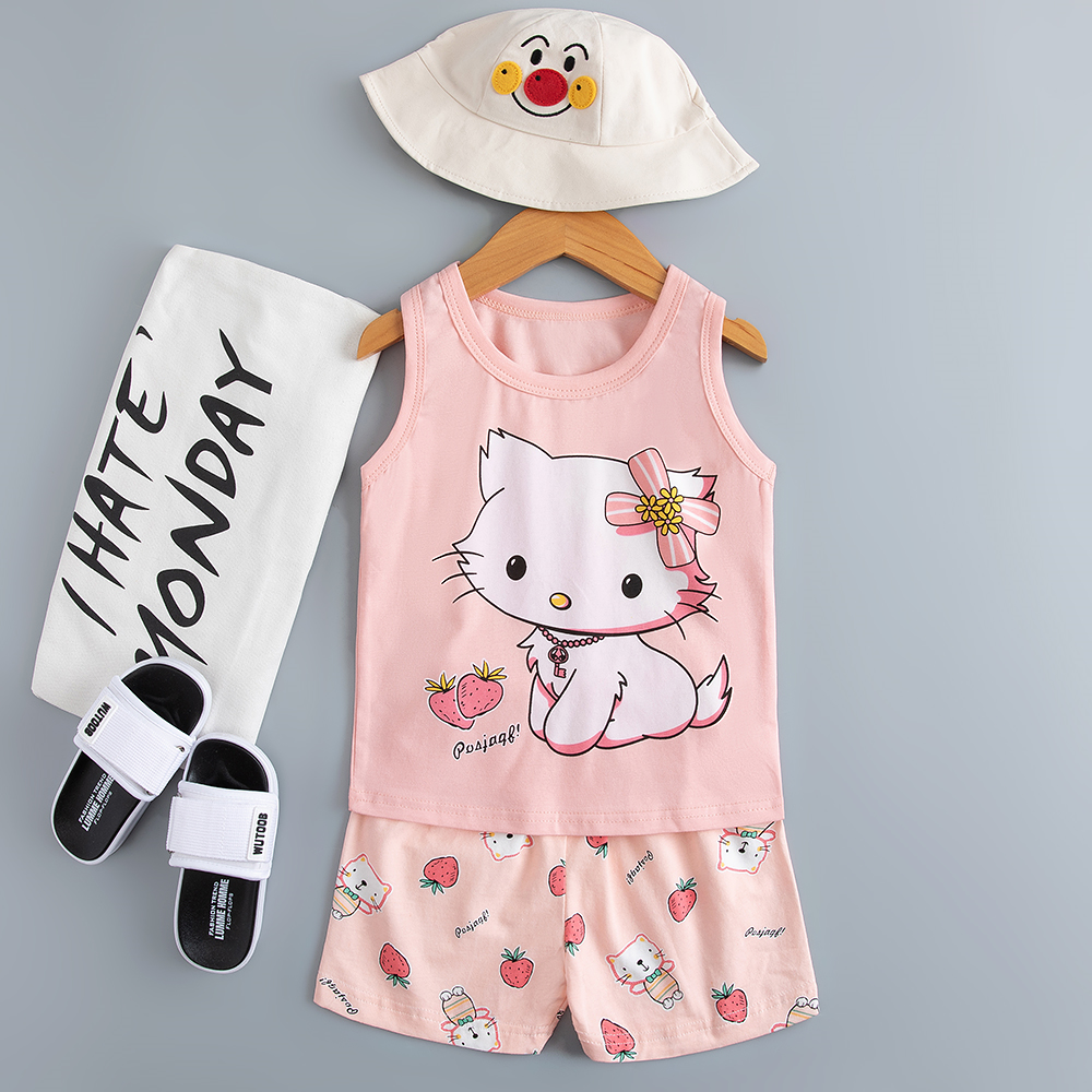 Hose animal print pajama set skin friendly Cat Print Pajamas For 110cm 120cm Height