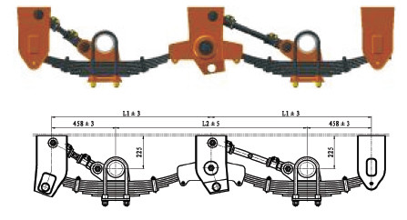 Buy 3 Axle Heavy Duty Trailer Suspension 90mm Tridem ODM at wholesale prices