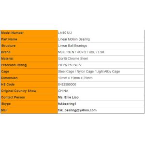 LM10 UU Linear Bearings 10mm × 19mm × 29mm Ball Bushing