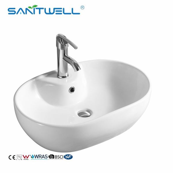 AB8418 Popular White Ceramic Basin Above Counter Basin Countertop Ultra Thin